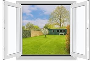 MYCARBON 2 Stück Fliegengitter Fenster 130x150cm, zuschneidbar, ohne Bohren, Insektenschutz für Fenster, Schwarz