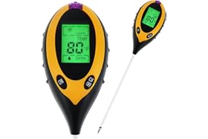 TEKCOPLUS Strumento digitale 4 in 1 per rilevamento del suolo per interni ed esterni, misura pH acidità tester luce solare umidità temperatura per giardino fattoria prato fiore pianta