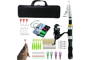 POVANJER Rod and Reel Combo - Portable Rod and Reel Combo with Case - Rod and Reel Combo for Adults Travel Saltwater Freshwater, Fishing Accessories for Fisherman Enthusiasts