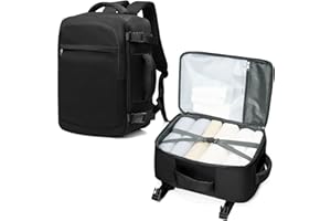 livbote Sac a Dos Voyage Cabine Avion 40x30x20,Sac a Dos de Voyage Bagage a Main Imperméable Travel Backpack avec Compartiment à Chaussures Et Poche Humide Noir