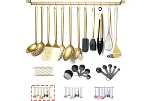 Ensemble d'ustensiles de cuisine en or,Kyraton ensemble d'ustensiles de cuisine en acier inoxydable de 37 pièces avec placage d'or en titane.