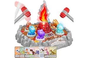 colmanda Jeu de Dinosaure Interactif Marteler des Jouets, Jeu de la Taupe, Mini Jeu d'arcade Électronique avec Flacon Compte-Gouttes et Carte Dinosaure pour Les Tout-Petits de 3 à 6 Ans