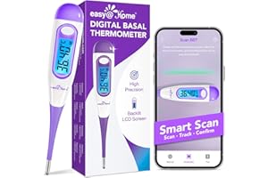 Easy@Home Basalthermometer Fruchtbarkeitsthermometer Ovulationstest zur Zykluskontrolle und Eisprung-Tracking mit Premom APP, Digitales Thermometer mit blauer Hintergrundbeleuchtung LCD-Anzeige (Lila)