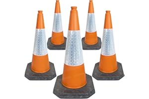 STREET SOLUTIONS UK 5 x 750mm Traffic Cones in Orange for Indoor and Outdoor Usage - Large Traffic Cones are Self Weighted and Made from 100% Recycled Materials in The UK