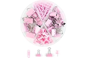 TWOBUD 72 Bulldog Paper Push Pins Set Metal Binder Clips with Box Small Foldback Clips File Money Paper Stationary Clamps Desk Accessories Organizer for Office School Home Kitchen Shops Supplies