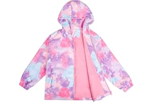 LACOFIA Mädchen Wasserdichte Jacke mit Fleece Futter Kinder Wasserabweisend Schule Übergangsjacke mit Kapuze und Gefüttert Regenjacke Herbst/Früher Winter für Kinder 3~12 Jahre