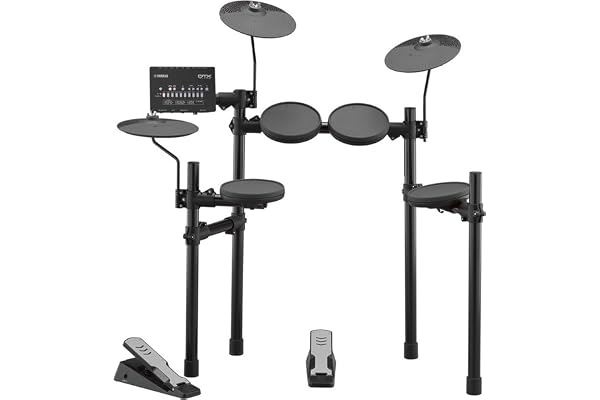 Yamaha DTX402K Batterie Électronique Noire – Set de 7 pads et 2 pédales pour débutants et confirmés – 10 Drum kits, 415 sons et effets électroniques inclus