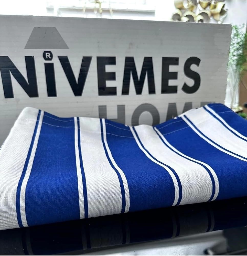 Nivemeshome Branda Balkon Perdesi Kornişli Ve Bağcıklı Fon Perde (Premium Kumaş Versiyon) Mavi 80 X 130
