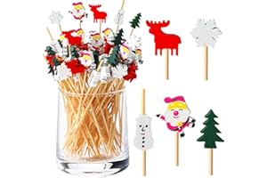 Bekeify 200 Pezzi Stuzzicadenti da Cocktail per Aperitivi di Natale 12cm Bastoncini per Cocktail in Legno Frutta Spiedini Aperitivo Decorativi Cocktail Sticks Picks per Cupcake Finger Food Decorazioni