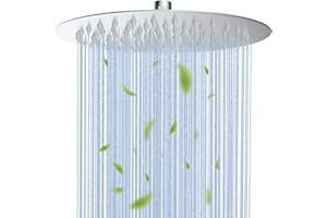 iFealClear Rain Shower Head, 10 Inch Round Rainfall Shower Head, High Pressure 304 Stainless Steel Ultra Thin Powerful Bathroom Fixed Showerhead with Brass Swivel Ball, Easy Installation, G1/2, Chrome