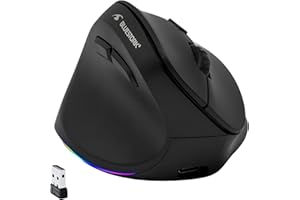 Bluestork - Souris sans Fil Ergonomique et Verticale pour gauchers, Bluetooth ou récepteur USB, 800-2400 DPI, 6 Boutons, LED RGB, Prévention Syndrome de la Souris - PC/Mac/IPAD/Tablette - GAUCHERS