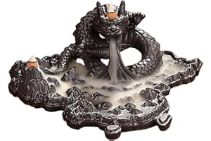 EeAaSsTy Figuras de Cerámica Dragón Grande Incienso Cascada Porta Incienso Cascada Reflujo Quemador de Incienso Yoga Zen Deco para Habitación 50 Conos de Incienso