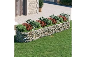 homiuse Lit SuréLevé à Gabion 400x100x50 CM Jardin Exterieur Mur en Gabion JardinièRe Claustra Exterieur Decoration Jardin pour Les Zones Commerciales Et RéSidentielles Pratique Et Beau Argenté