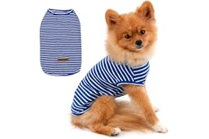 PAIDEFUL Vêtements pour Petits Chiens Garçon Fille été rayé Chiot t-Shirt Gilet Respirant Coton t-Shirt sans Manches Chihuahua Yorkshire Bleu XL