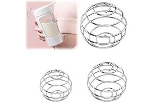 WQNNQW 3 Pièces Melangeur Anti Grumeaux Biberon,Mélangeur Biberon, Fouets Boule De Mixage En Acier Ioxydable，Shakers Protéinés En Pour Boissons Mélangées Protéinées(Diamètre 5.2cm,4.8cm,3.1cm)