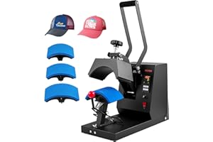 VEVOR Máquina de Prensa de Calor para Sombreros 4 en 1 Prensa de Transferencia Manual 580W Máquina de Prensa de Calor Multifuncional 50 x 25,8 x 36,2 cm con Pantalla Dual y Control Digital Inteligente