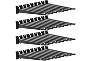 Alffun Slatwall Messerregalhalterung mit Lippe, 30,5 cm, Metall-Slatwall-Halterungen, Haken, robuste Regalhalterung, Lamellenwand-Zubehör für Garage, Display, Wandorganisation, Schwarz, 36 Stück