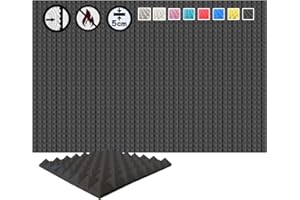 Arrowzoom 24 Acoustic Panels Pyramid Sound Absorbing Acoustic Treatment Tiles 50x50x5cm Recording Studio Noise Cancellation 26kg/m3 High Density Acoustical Dampening Fire Retardant 1034 BLACK