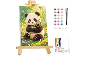 Gemartmall Panda måla efter siffror för barn med ram och staffli 20 x 30 cm