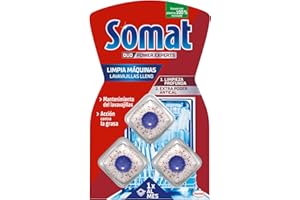 Somat Aditivo Lavavajillas Pastillas Limpia Máquinas (3 dosis), limpia lavavajillas para cal y grasa, limpiador para lavavajillas durante el lavado