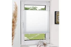‎GRANDEKOR Plissee Klemmfix ohne Bohren Weiß 65x130cm(BxH) Plissees lichtdurchlässig Blickdicht Jalousien ohne Bohren Fensterrollo Klemmrollos Sonnenschutz Sichtschutz Faltrollo Easyfix Rollos für Fenster