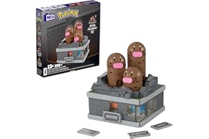 MEGA BRANDS MEGA Pokémon Building Toys Set Mini Motion Dugtrio with 350 Pieces, Pop Up Motion, 5 Inches Tall, for Adult Collectors, HTH73