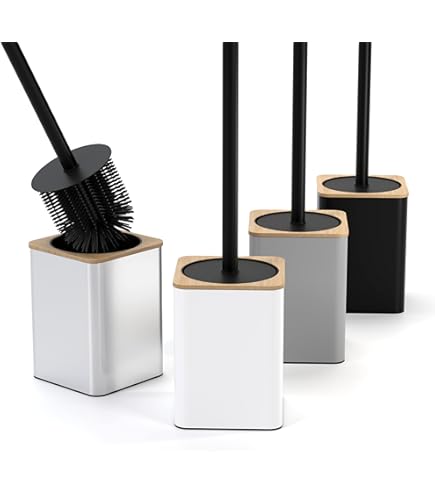 Porta Scopino WC A Pavimento Per Bagno Di 9,1 Cm Di Colore Bianco Con Finitura O