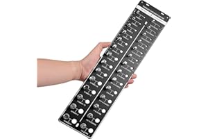 DOYFAY Thread Checker, 28 Nut & Bolt Thread Size Checker, Screw Thread Gauge Identifier, Precision Bolt Size And Nut Thread Gauge for 14 Standard & 14 Metric, Wall-mounted Aluminum Ruler Board Steel Bolts