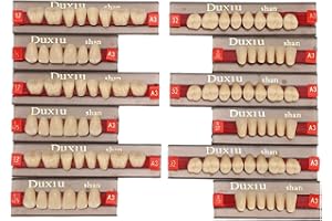 NATUDECO 12 Uds. Dentadura postiza de resina, 84 Completos de Material Dental tonos A3, dentadura postiza de resina sintética para reemplazo DIY, Halloween Suministros para dentistas