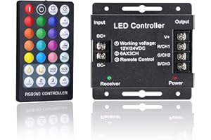 GOMING DC 12V-24V 18A Controlador RGB Tira LED Controlador de Regulación RF Mando a Distancia 28 Claves Control Inalámbrico Adecuado para Tiras de Luces LED RGB