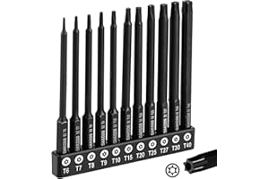 DAKCOS T6 - T40 zestaw bitów Torx odporny na manipulacje, 11-częściowy zestaw bitów Security Star, długość 100 mm, stal stopowa Premium S2