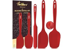 Walfos Szpatułka silikonowa, odporna na wysokie temperatury do 600°C, nieprzywierająca silikonowa szpatułka z metalowym rdzeniem, idealna do gotowania i pieczenia (5 sztuk czerwonych szpatułek)