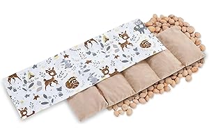TOTSY BABY Almohada de huesos de cereza almohada térmica para bebé almohada de grano para microondas almohada pequeña de huesos de cereza para calor y frío 60 x 20 cm algodón rosaCiervo