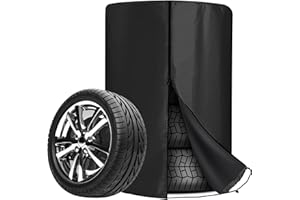 Asfrode Pokrowiec na opony samochodowe na 4 opony, Ø 72 cm x wys. 117 cm, uniwersalna torba ochronna na opony samochodowe, torba z zamkiem błyskawicznym, ze ściągaczem tunelowym, wodoszczelna torba na