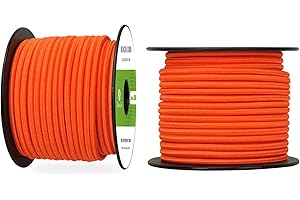 Abma Cord Corda Elastica 5mm 30M Corda di Gomma Cavo Elastico Marino per Teloni, Tende e Bagagli - Arancia