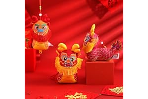 Geegear 3 Stück 2024 Chinesisches Neujahr Drachen Ornament Maskottchen Drachen Spielzeug Drachen Lunar Neujahrsdekoration Chinesisches Zodiac Drachen für Chinesisches Frühlingsfest