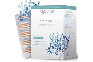SOLAGE LABORATOIRES SOLBERRY - Complément alimentaire Infection Urinaire Femme - Puissants Extraits de Canneberge et Hibiscus – Protection 24h/ 24-60 gélules Végan - Laboratoire Français Solage