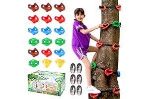 SEKKVY 18 Ninja Tree Climbing Holds and 6 Sturdy Ratchet Straps for Kids and Adults, Large Climbing Rocks for Outdoor Ninja Warrior Obstacle Course Training