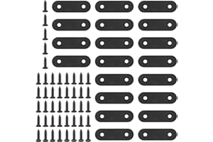 Glarks Set di 20 staffe angolari piatte e dritte da 50 mm, in metallo nero, staffe di fissaggio con 45 viti per mobili in legno (50 x 2 mm)