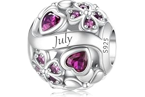 LNQOBU Birthstone Charms do bransoletek Pandora, srebro wysokiej próby 925, zawieszka w kształcie serca w kształcie serca, prezent urodzinowy dla kobiet