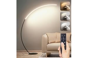 AANYHOH Lámpara de Pie Salon Moderna LED, 25W Regulable Lámpara de Pie Arco con Mando a Distancia, Lampara Pie Lectura para Salas de Estar, Dormitorios, Oficina, Negro, 170cm