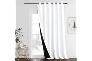 ‎PONY DANCE PONY DANCE Doppellagige und Dicke Vorhänge gegen Hitze Trennwand Raumteiler Vorhang 1 Stück H 245 x B 200 cm Thermogardinen Hitzeschutz mit Ösen Extra Breite Gardine Weiss Blickdicht