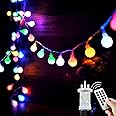 Augone Globe String Lights Waterproof, 15M/49Ft 120 LED Fairy Lights Plug in, 8 Modes Christmas Lights Outdoor/Indoor, Garden Lights for Patio, Gazebo, Party Decorations (Multi-Colored, 120LED)