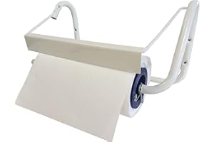 Tecnokit Porta bobina Carta a Muro con rotolo omaggio, per bobine da cm 29,Bianco, Porta rotolo industriale, cm 40x20x23h, Dispenser Bobina a Muro,minuteria per Utilizzo e Montaggio inclusa (Bianco)