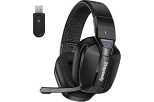 Skapendy VK80 Cascos Gaming Inalambricos para Ps5, Ps4, PC, Switch, Auriculares Gaming Inalambricos de 2.4G con micrófono con cancelación de Ruido, Bluetooth 5.4 Modo Dual (Negro)