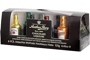 BESQUARED Anthon Berg - 8 botellas de licores de chocolate, 125 g de chocolate negro con licores auténticos en centros líquidos (surtidos)
