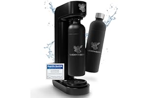 Luckymoose Infinity Wassersprudler mit 2x 1,25L Edelstahlflaschen - Spart bis zu 25% CO2 dank Stopp-Automatik - Flaschen spülmaschinenfest & ohne Ablaufdatum Sprudelwasser Maschine, Wasser Sprudler