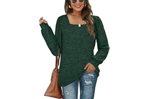 Aokosor Jumpers for Women Sweatshirts Ladies Square Neck Long Sleeve Tops Loose Fit