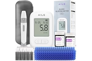 AILE Blood Glucose Test Kit for Diabetes: 100 Glucometer Strips, 100 Lancets, 1 Meter for Home Use Portable Blood Sugar Monitor Testing Kits Diabetics Meter - UK Glucometer (W33)