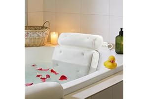 GREATRICH Coussin de Baignoire Adulte, Oreiller Baignoire avec 6 Ventouses, Coussin de Bain Confortable, Accessoire et Spa, Coussins Spa Repos Support pour Nuque et Dos, Bain Relaxant, Blanc
